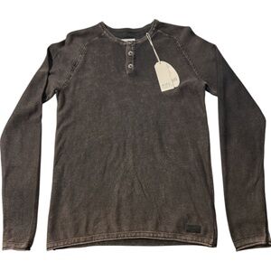 NWT EDC By Esprit Black Fashion Wash Longsleeve Henley XS RRP $89.95